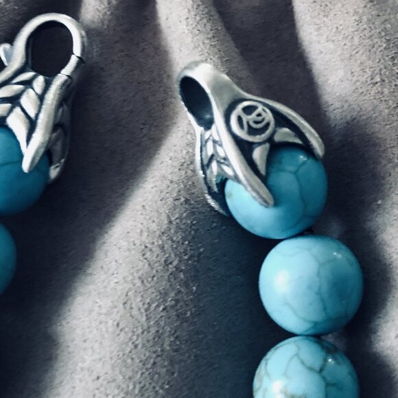 David Yurman 8mm Spiritual Beads Bracelet SS w/Turquoise 8.25” MSRP $1,250 “Mint - Picture 4 of 9
